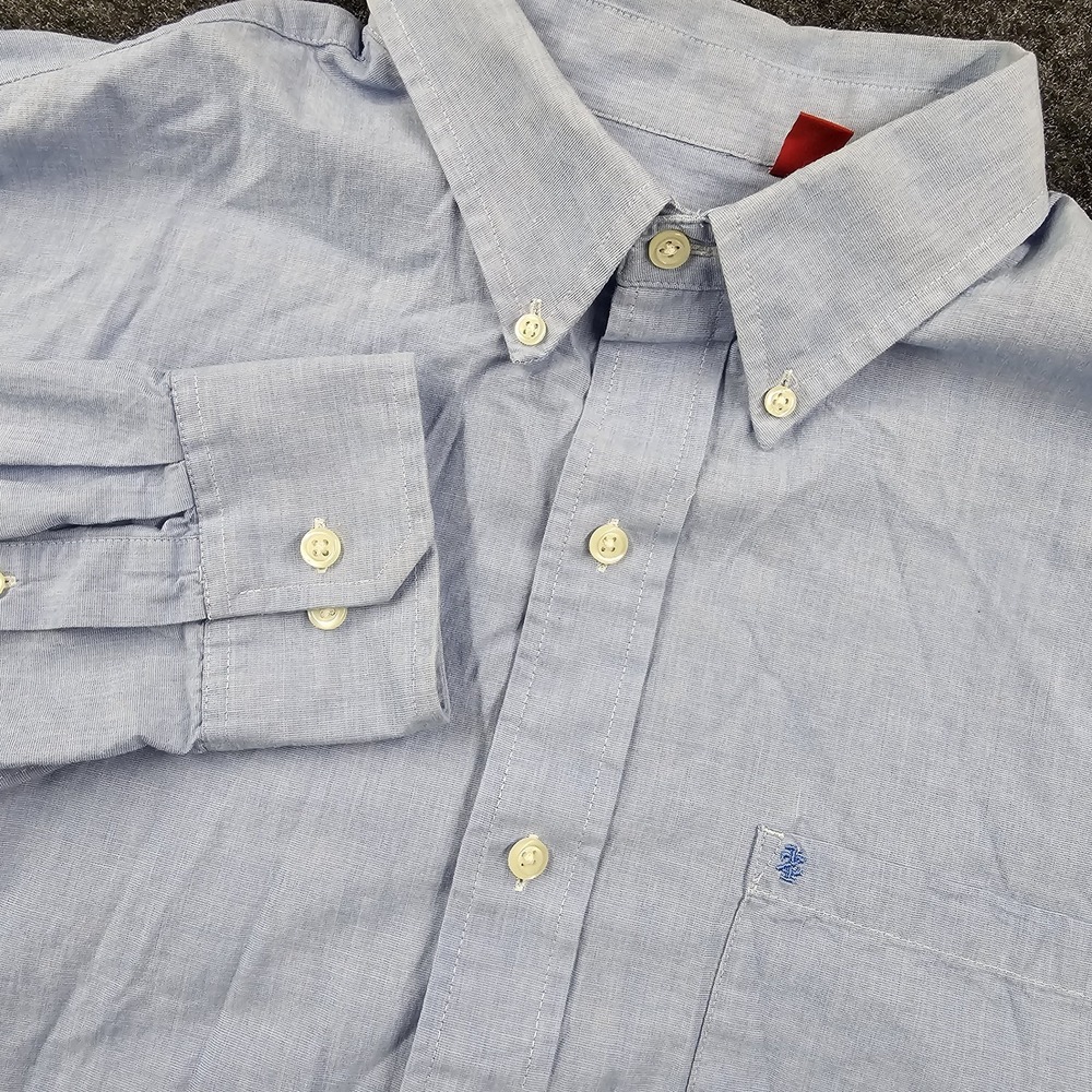 IZOD Men's Large Light Blue Button Down Dress Shirt Cotton Long Sleeve Pocket